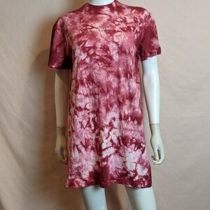 Missguided Short Sleeve Basic Raspberry Tie Dye Tee Shirt Mini Dress